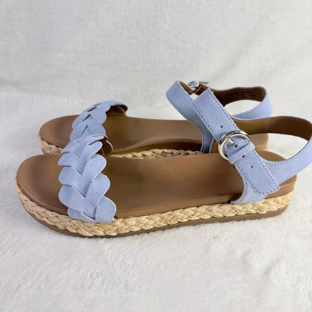 Naturalizer Neila Sandal Womens 11M Blue Leather Braided Espadrille Platform